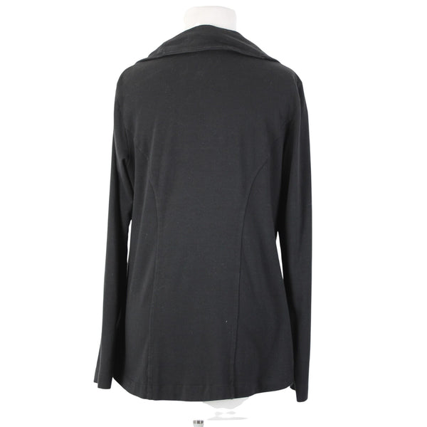Eileen Fisher Jacket Sz S Black Snap Buttons Pockets Collar Organic Cotton Lycra