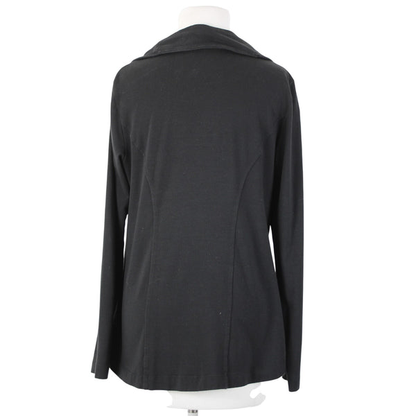 Eileen Fisher Jacket Sz S Black Snap Buttons Pockets Collar Organic Cotton Lycra