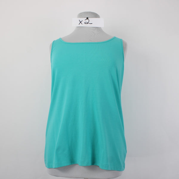 Nic Zoe Top NEW $58 Sz 1X Aquarium Blue Sleeveless Cotton Spandex Tank Top