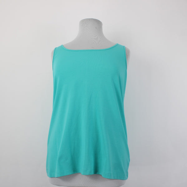 Nic Zoe Top NEW $58 Sz 1X Aquarium Blue Sleeveless Cotton Spandex Tank Top