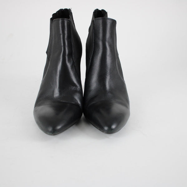 Franco Sarto Viceroy Sz 10 M Black Zip Closure Leather Fabric Upper 4" Boots