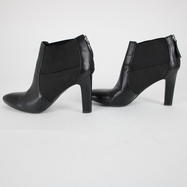 Franco Sarto Viceroy Sz 10 M Black Zip Closure Leather Fabric Upper 4" Boots
