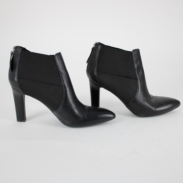 Franco Sarto Viceroy Sz 10 M Black Zip Closure Leather Fabric Upper 4" Boots