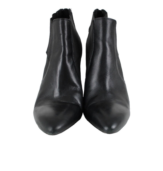 Franco Sarto Viceroy Sz 10 M Black Zip Closure Leather Fabric Upper 4" Boots