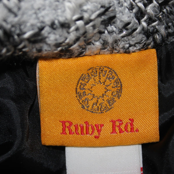Ruby Rd Jacket Sz 10 Black White Check Buttons Collared Acrylic Poly Metallic