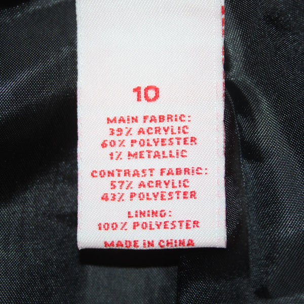 Ruby Rd Jacket Sz 10 Black White Check Buttons Collared Acrylic Poly Metallic