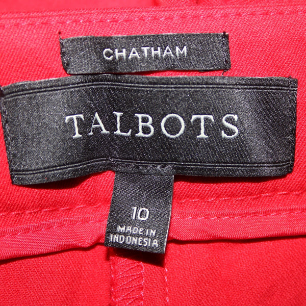 Talbots Chatham Sz 10 x 29 Red Side Zip Straight Leg Cotton Rayon Spandex Pant