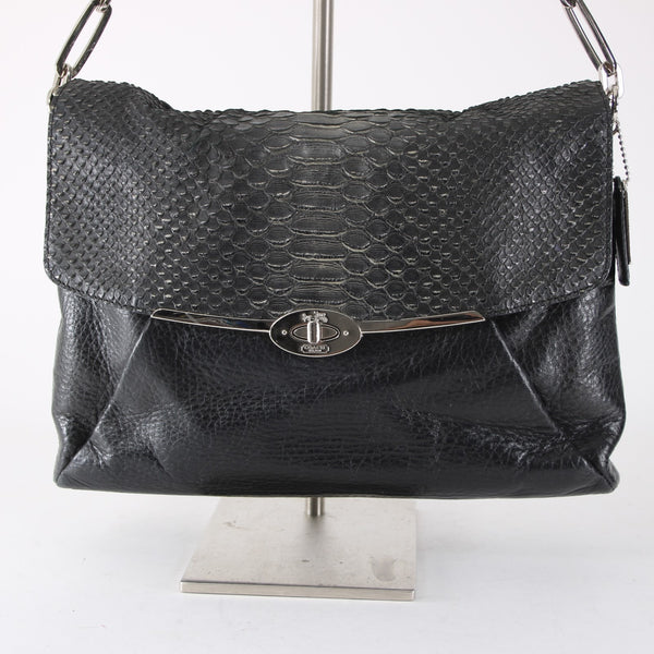 Coach Purse 12 x 9 x 4 Black Silver Glitter Faux Snake Mad Glit Shoulder Purse