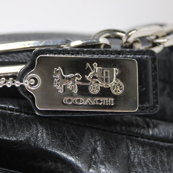 Coach Purse 12 x 9 x 4 Black Silver Glitter Faux Snake Mad Glit Shoulder Purse