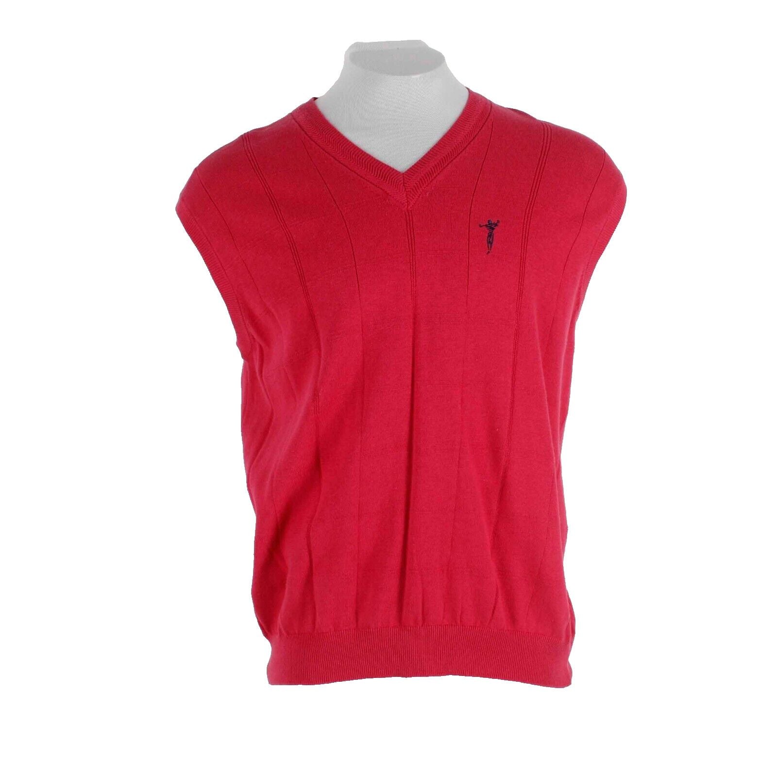Fairway Outfitters Sz L Hot Pink Navy logo V Neck 100% Cotton Vest
