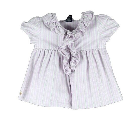 Ralph Lauren Size 24m Lavender Green Striped 100% Cotton Girls Ruffle Dress