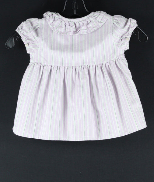 Ralph Lauren Size 24m Lavender Green Striped 100% Cotton Girls Ruffle Dress