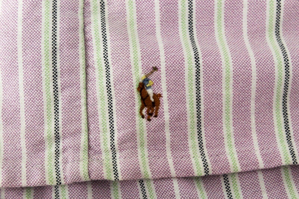 Ralph Lauren Size 24m Lavender Green Striped 100% Cotton Girls Ruffle Dress