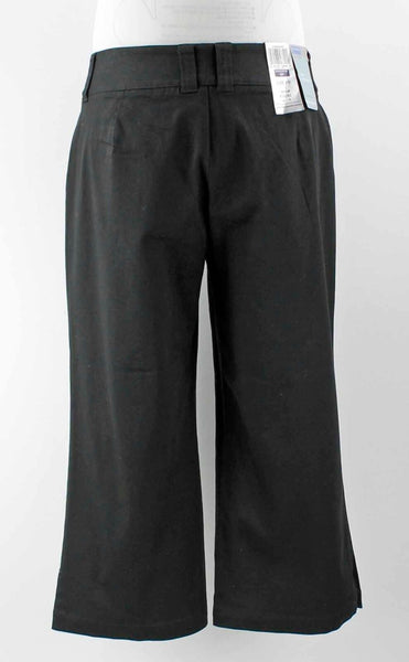 Dockers NEW Sz 10 x 21.5 Black Flat Front Cotton Blend Capri Pant