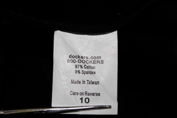Dockers NEW Sz 10 x 21.5 Black Flat Front Cotton Blend Capri Pant