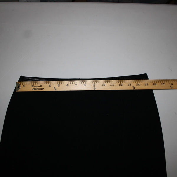 'S MaxMara Sz 6 Black Leather Trim Faux Wrap Triacetate Lined Polyester Skirt