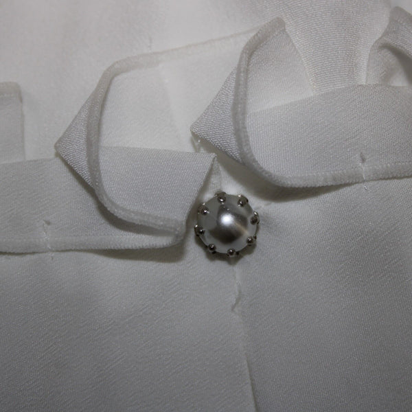 Karl Lagerfeld NEW $90 Sz M White Ruffle Sleeves V Neck 100% Polyester Top
