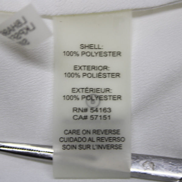 Karl Lagerfeld NEW $90 Sz M White Ruffle Sleeves V Neck 100% Polyester Top