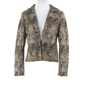 Jones New York 4P Black Tan Ivory Multi Cotton Poly Polyamide Jacket
