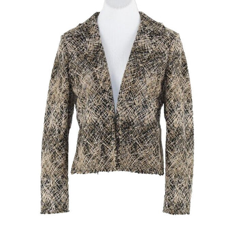 Jones New York 4P Black Tan Ivory Multi Cotton Poly Polyamide Jacket