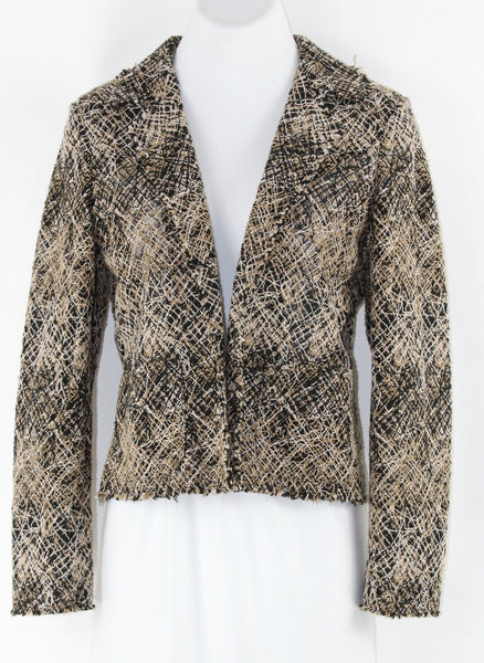 Jones New York 4P Black Tan Ivory Multi Cotton Poly Polyamide Jacket