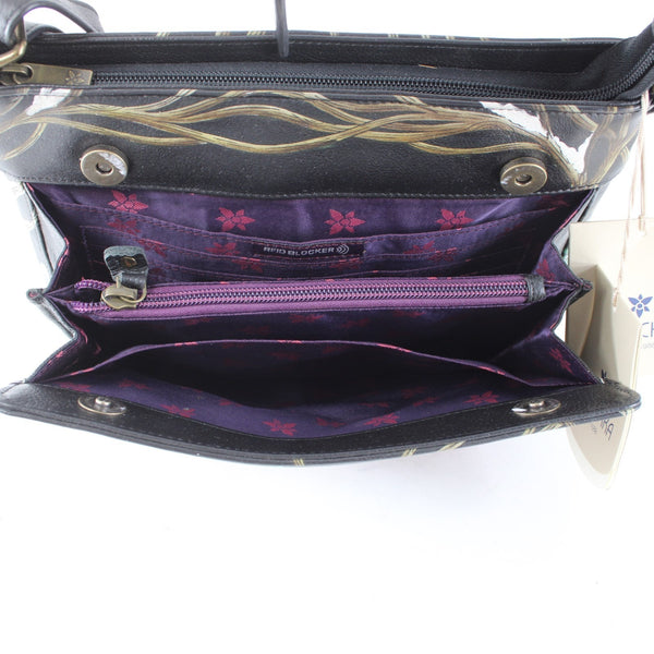 Anuschka Purse NEW 11 x 9x3 Multi Color Red Bug Holiday Painted Leather Purse