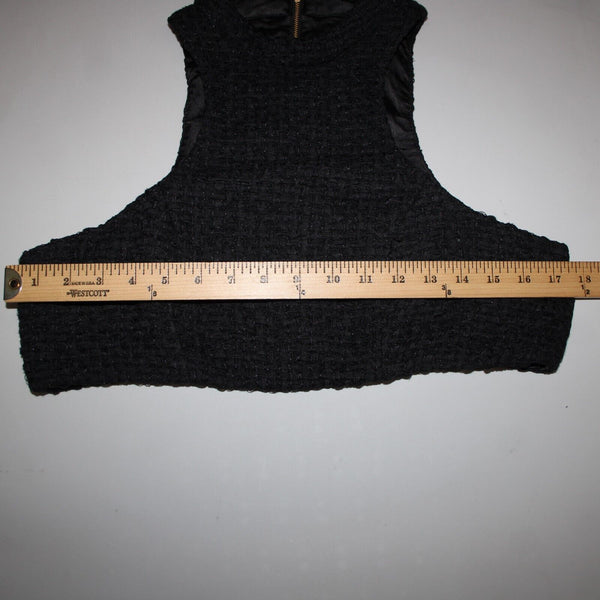 Alamour NEW Sz L Black Textured Sleeveless Crop Lined 100% Polyester 2Pc Dress