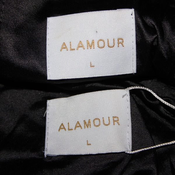 Alamour NEW Sz L Black Textured Sleeveless Crop Lined 100% Polyester 2Pc Dress