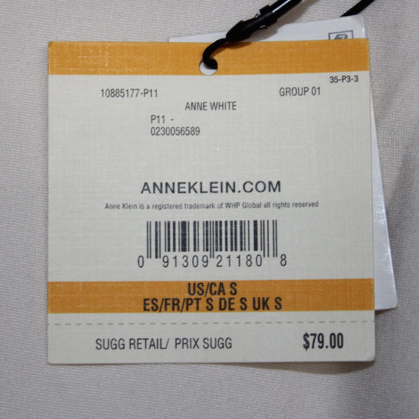 Anne Klein Pant NEW $79 Sz S x 31.5  White Straight Leg Mid Rise Viscose Nylon