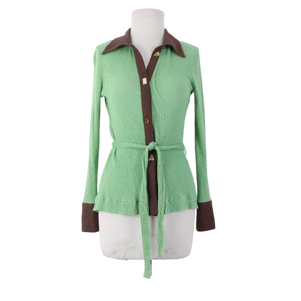 Rejina Cardigan Sweater NEW $370 Sz XS Green Brown Cotton Cardigan