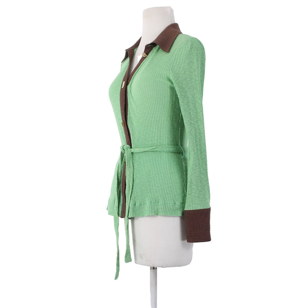 Rejina Cardigan Sweater NEW $370 Sz XS Green Brown Cotton Cardigan