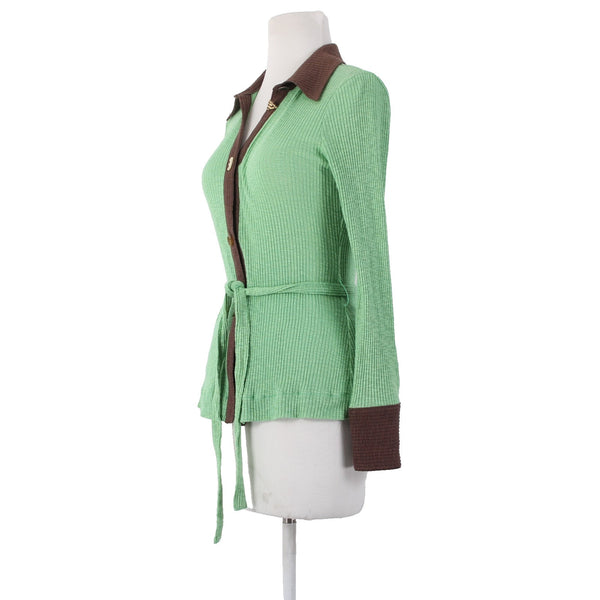 Rejina Cardigan Sweater NEW $370 Sz XS Green Brown Cotton Cardigan