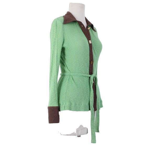 Rejina Cardigan Sweater NEW $370 Sz XS Green Brown Cotton Cardigan