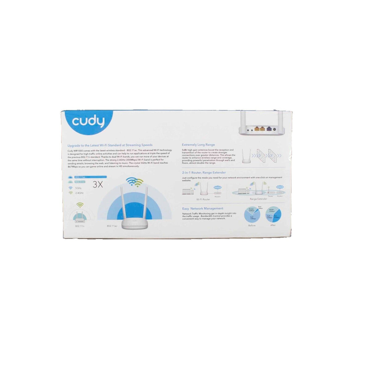 Cudy NEW WR1000 AC1200 Dual Band Smart Wifi Router – Repeatperformer
