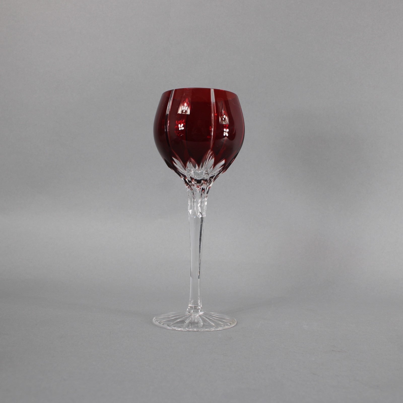 Bohemian Wine Glass Czechoslovakia Crystal Cut Red 8.25" Wine Glass
