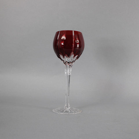 Bohemian Wine Glass Czechoslovakia Crystal Cut Red 8.25" Wine Glass