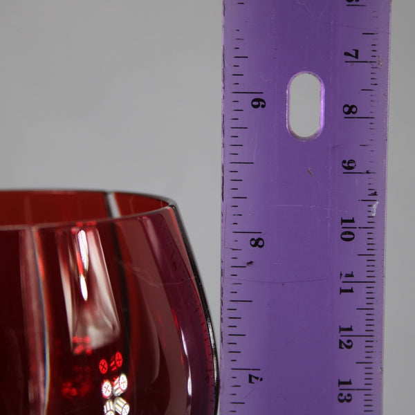 Bohemian Wine Glass Czechoslovakia Crystal Cut Red 8.25" Wine Glass