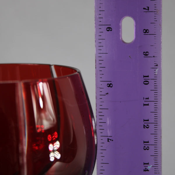 Bohemian Wine Glass Czechoslovakia Crystal Cut Red 8.25" Wine Glass