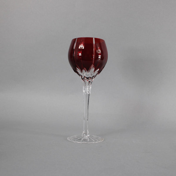 Bohemian Wine Glass Czechoslovakia Crystal Cut Red 8.25" Wine Glass