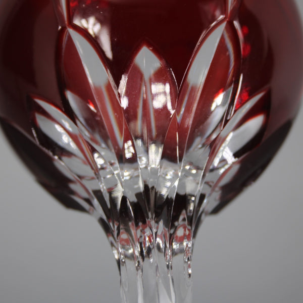Bohemian Wine Glass Czechoslovakia Crystal Cut Red 8.25" Wine Glass