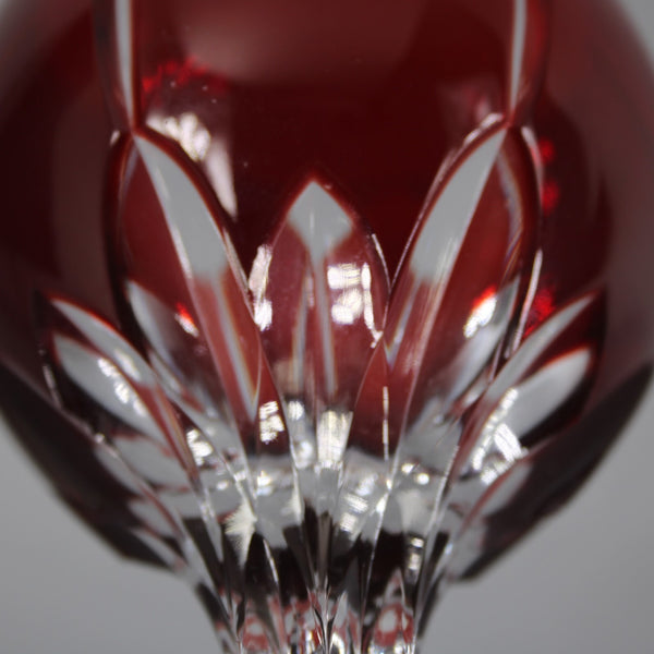 Bohemian Wine Glass Czechoslovakia Crystal Cut Red 8.25" Wine Glass