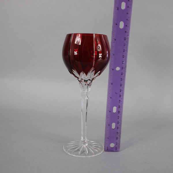 Bohemian Wine Glass Czechoslovakia Crystal Cut Red 8.25" Wine Glass