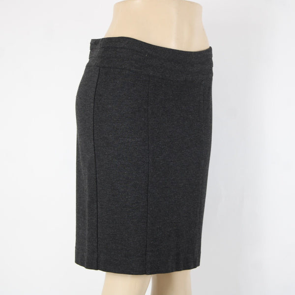 Cabi Sz 6 Charcoal Black Unlined Hook Eye Rayon Nylon Spandex Woven Knit Skirt