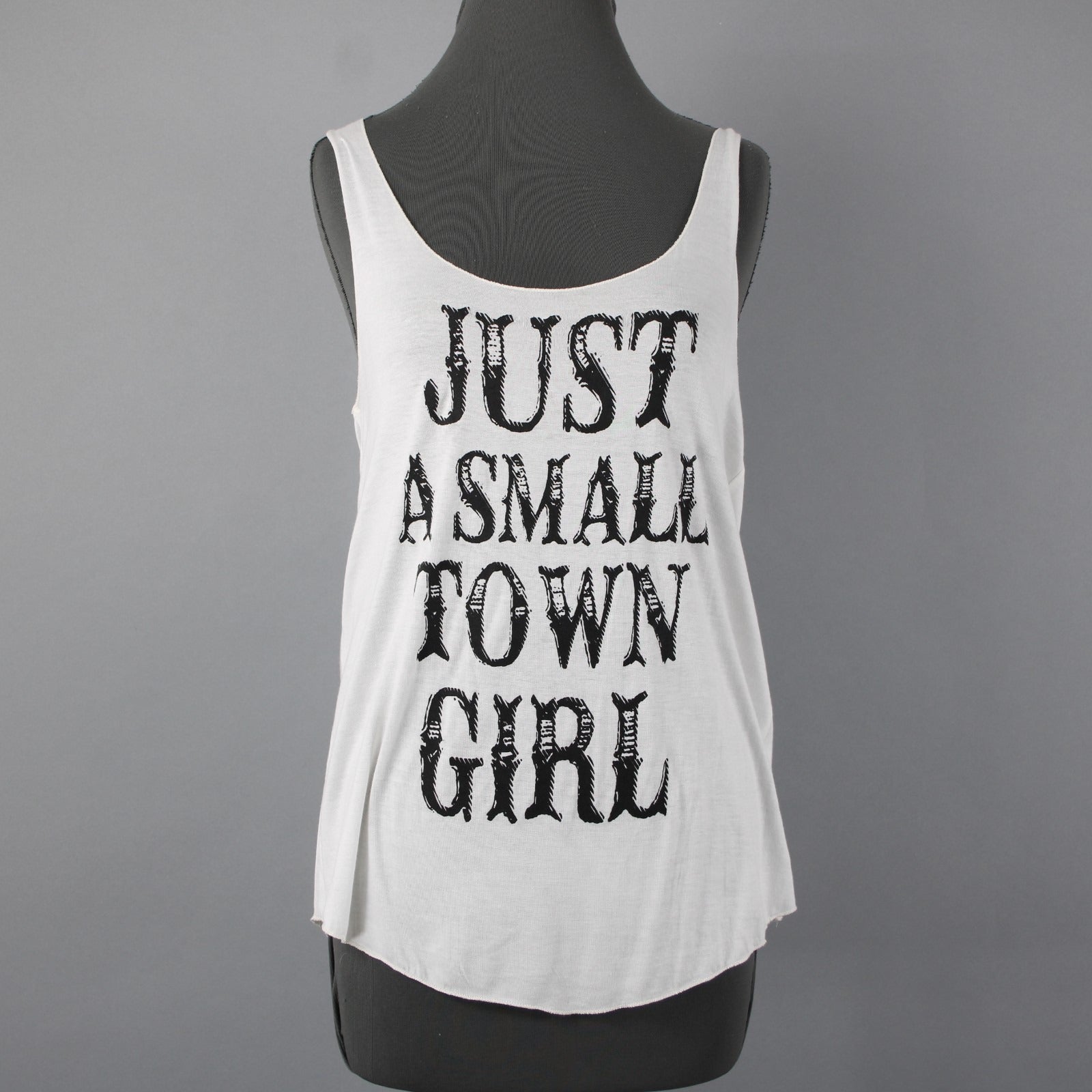 Sweet Claire Sz M Cream Dark Brown 'Just A Small Town Girl' Rayon Blend Tank Top