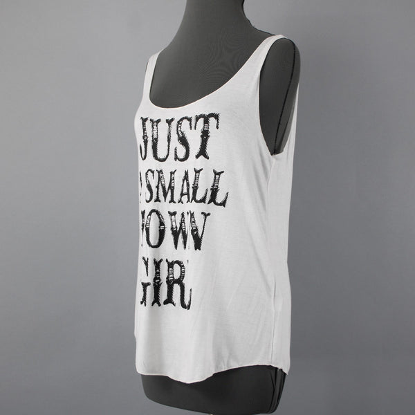 Sweet Claire Sz M Cream Dark Brown 'Just A Small Town Girl' Rayon Blend Tank Top