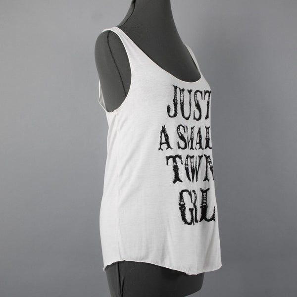 Sweet Claire Sz M Cream Dark Brown 'Just A Small Town Girl' Rayon Blend Tank Top