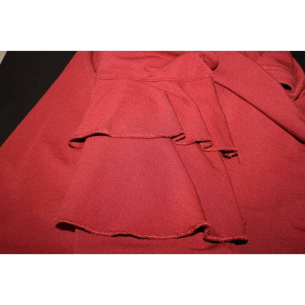 Style Co Sz M Deep Rust Red 3 Tier Ruffle Bell Sleeve Rayon Cotton Spandex Top