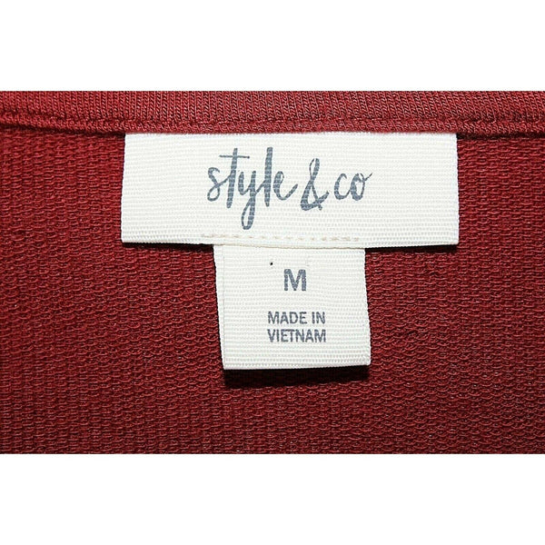 Style Co Sz M Deep Rust Red 3 Tier Ruffle Bell Sleeve Rayon Cotton Spandex Top