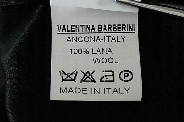 Valentina Barberini Sz 10 Black Pencil 3D Self Fab Applique 100% Wool Skirt