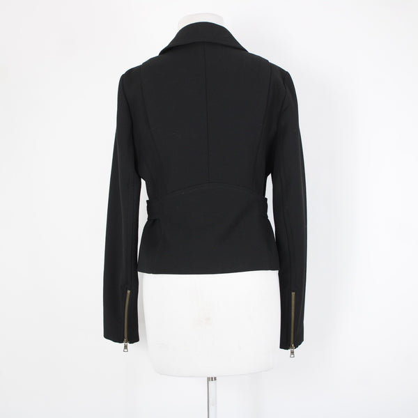 Ann Taylor Loft Sz 6 Black Zipper Collared Faux Pockets Lined Poly Rayon Jacket